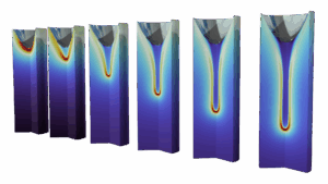 Une décharge electrique se propageant dans l'huile de transformateur.